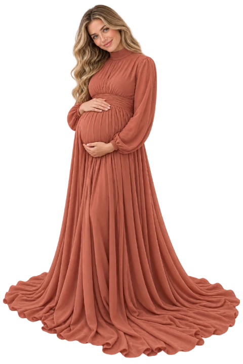 Expecting mother by the sea