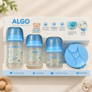 ALGO 4-Piece BPA-Free Baby Feeding Gift Set with Feeding Bottles
