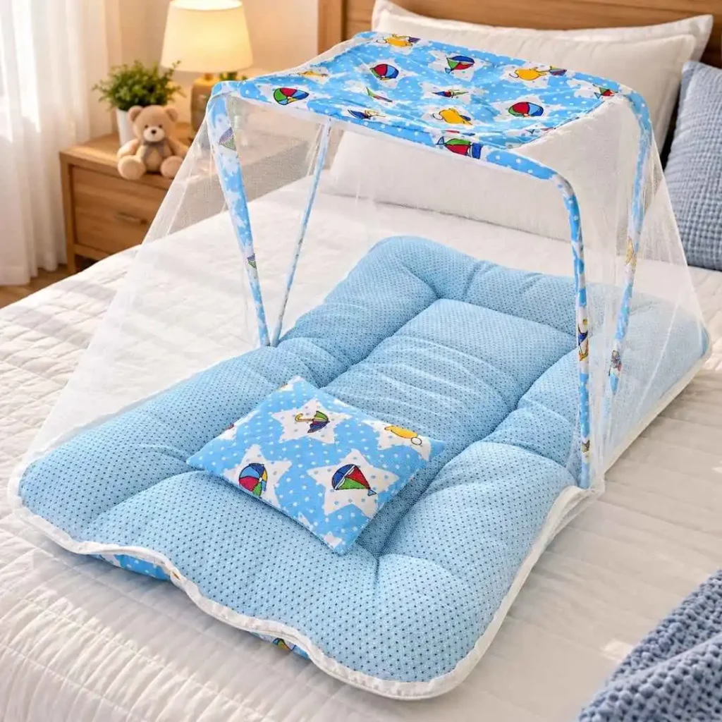 Baby Bed with Mosquito Net – Soft Newborn Sleeping Nest