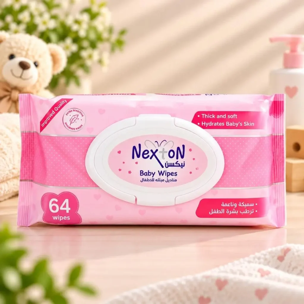 Nexton Baby Wipes 64 Pieces – Thick, Soft & Gentle Wet Wipes