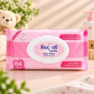 Nexton Baby Wipes 64 pieces thick and soft baby wet wipes with flip-top pack