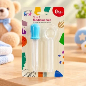 Baby's Choice 2 in 1 baby medicine set with blue dropper and transparent feeding spoon