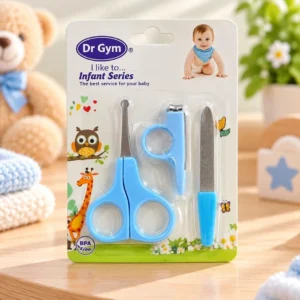 Blue baby grooming kit with storage case scissors nail clipper file and grooming accessories