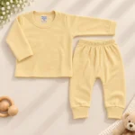 Baige newborn baby thermal suit with long sleeve shirt and matching elastic waist trousers