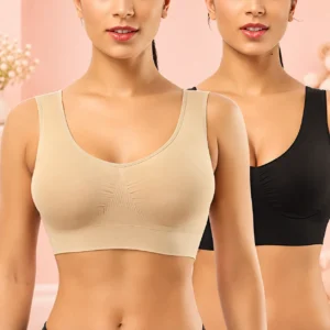 daily comfort bras in nude and black with wire-free soft stretchable design