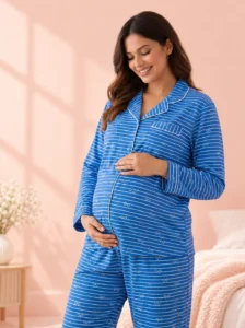 Maternity night suit with button front top and matching trousers