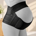 Black maternity support belt for pregnancy belly and lower back support