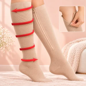 Maternity compression socks with stretchable knee-high ribbed design