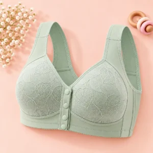 Nude front-open maternity nursing bra with comfortable stretchable support