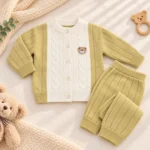 Baby knitted cardigan and matching pants set