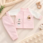 Baby winter 2-piece set with bear print long-sleeve top and matching pants